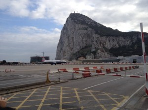 Crossing the Gibraltar airport into town.