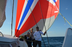 Davali crew pumped about launching our 170 square meter Code D sail.