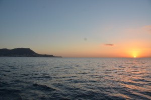 Leaving Gibraltar at sunrise.