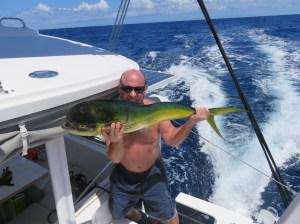 And Joe catching a large Dorado (mahi mahi) for dinner